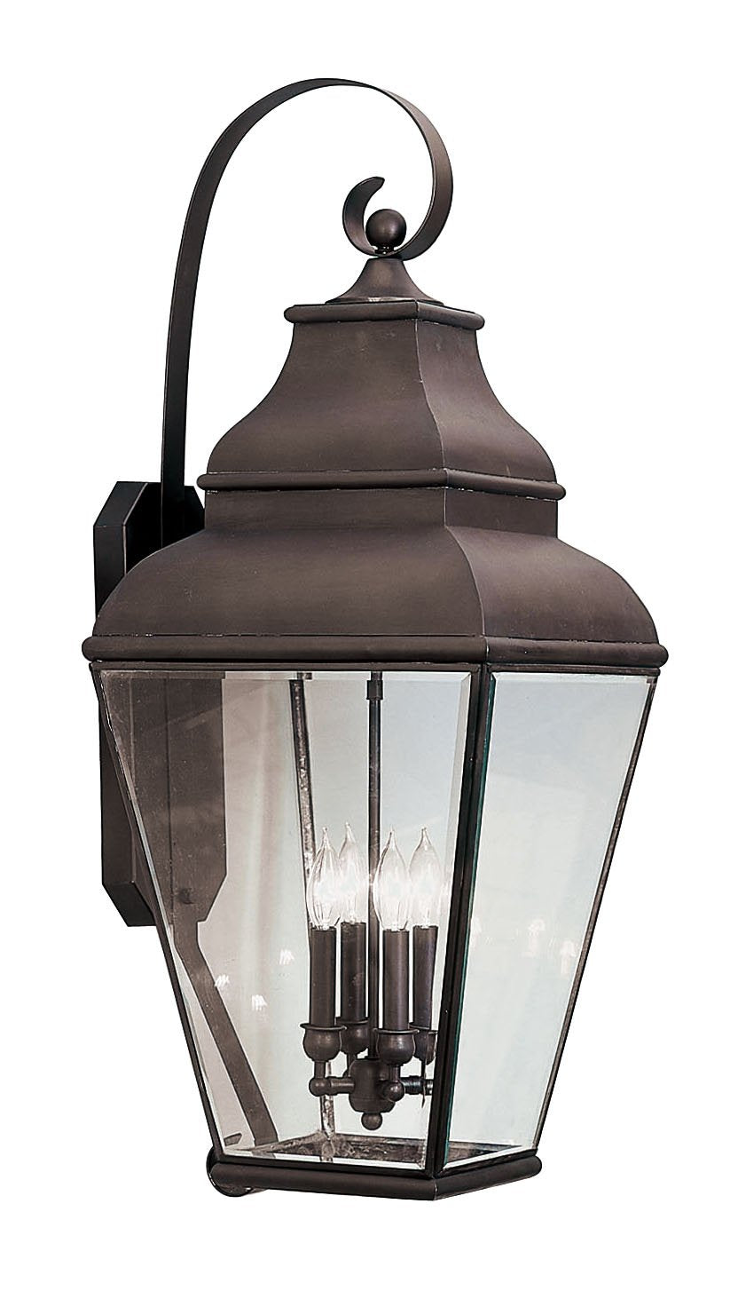 Livex Lighting 2596-07 Outdoor Wall Lantern with Clear Beveled Glass Shades, Bronze