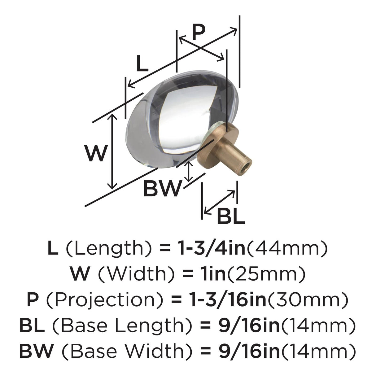 Amerock Cabinet Knob Clear/Champagne Bronze 1-3/4 inch (44 mm) Length Glacio 1 Pack Drawer Knob Cabinet Hardware
