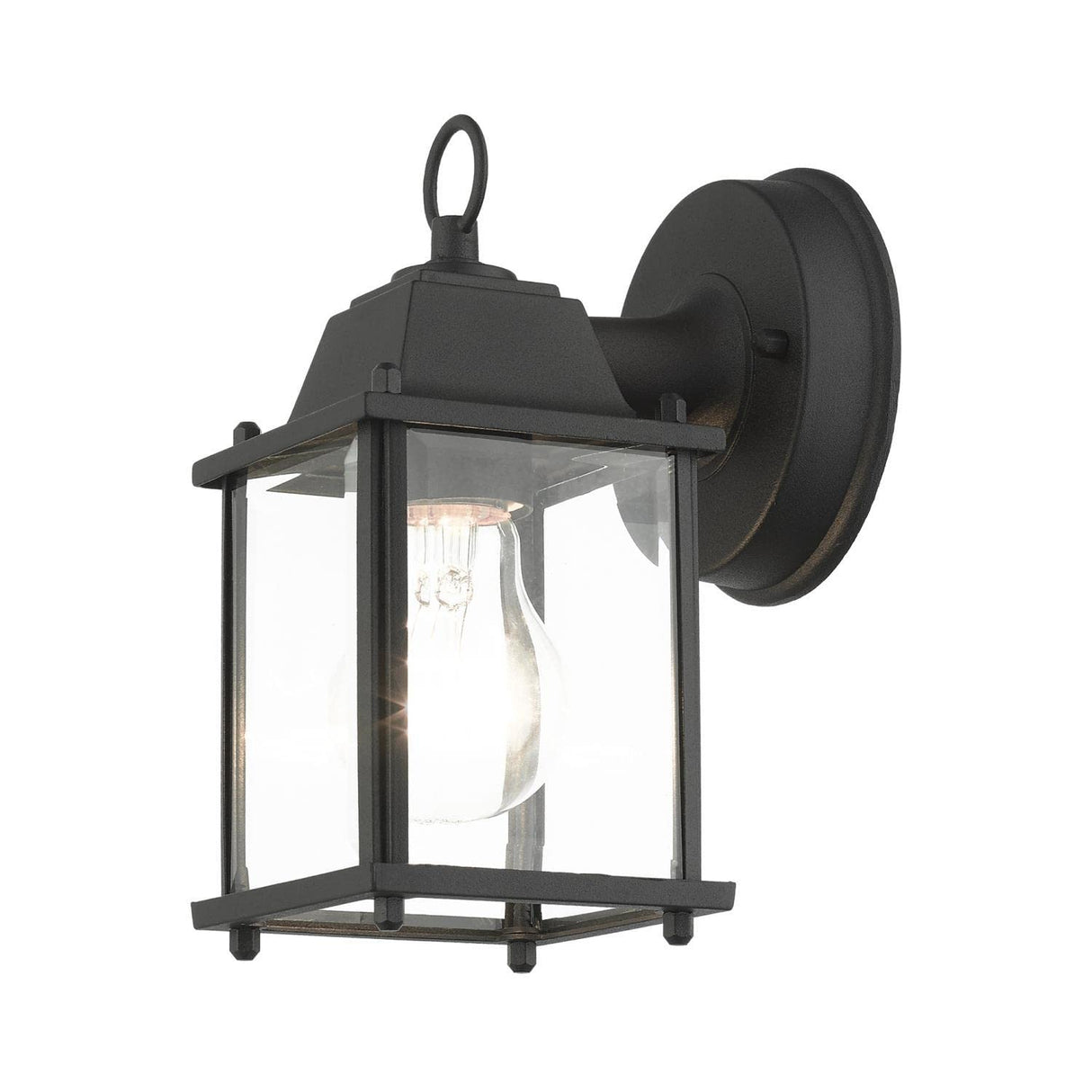 Livex Lighting 7506-14 Frontenac Traditional 1-Light Outdoor Wall Lantern with Clear Beveled Glass Shades, 8" x 4.75" x 8", Black