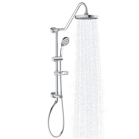 PULSE ShowerSpas 1011-CH-1.8GPM Kauai III Shower System, with 8" Rain Showerhead, 5-Function Hand Shower, Adjustable Slide Bar and Soap Dish, Polished Chrome, 1.8 GPM
