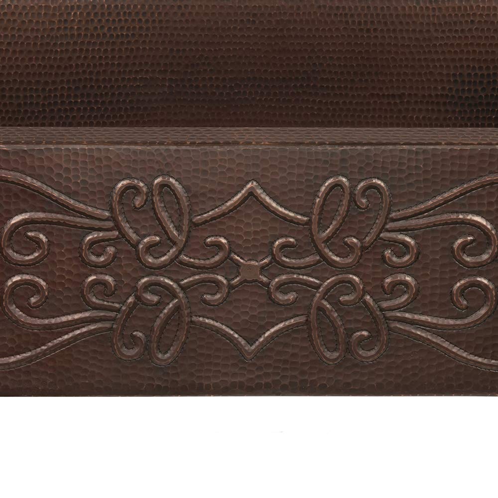 Premier Copper Products KASDB33229S 33-Inch Hammered Copper Kitchen Apron Single Basin Sink with Scroll Design, Oil Rubbed Bronze