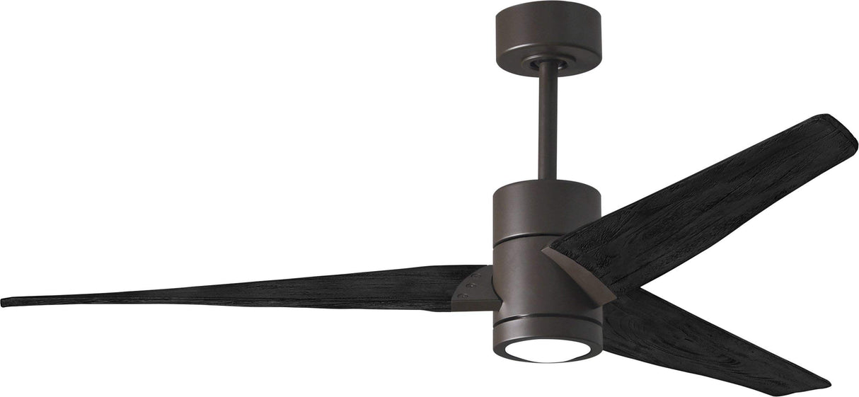 Matthews Fan SJ-TB-BK-60 Super Janet three-blade ceiling fan in Textured Bronze finish with 60” solid matte blade wood blades and dimmable LED light kit