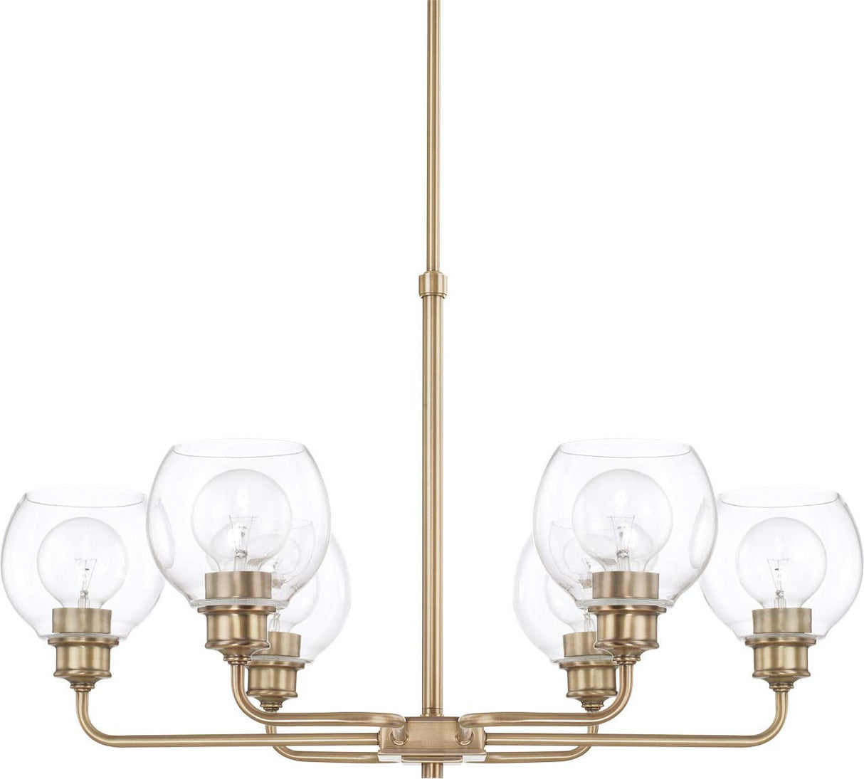 Capital Lighting 421161AD-426 Mid Century 6 Light Chandelier Aged Brass