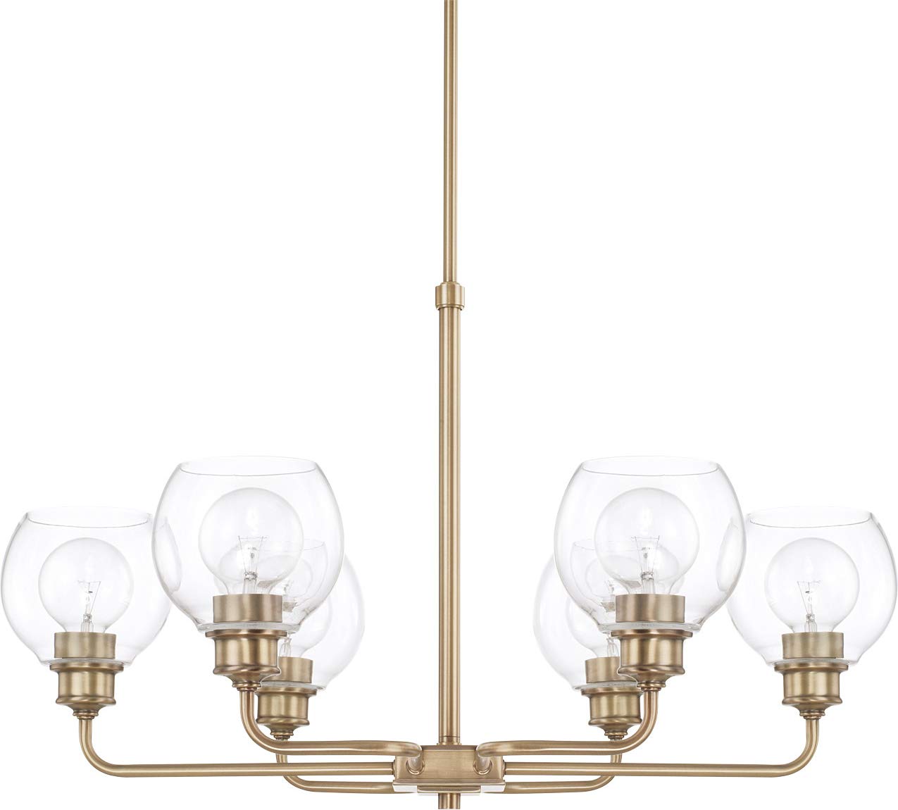 Capital Lighting 421161AD-426 Mid Century 6 Light Chandelier Aged Brass