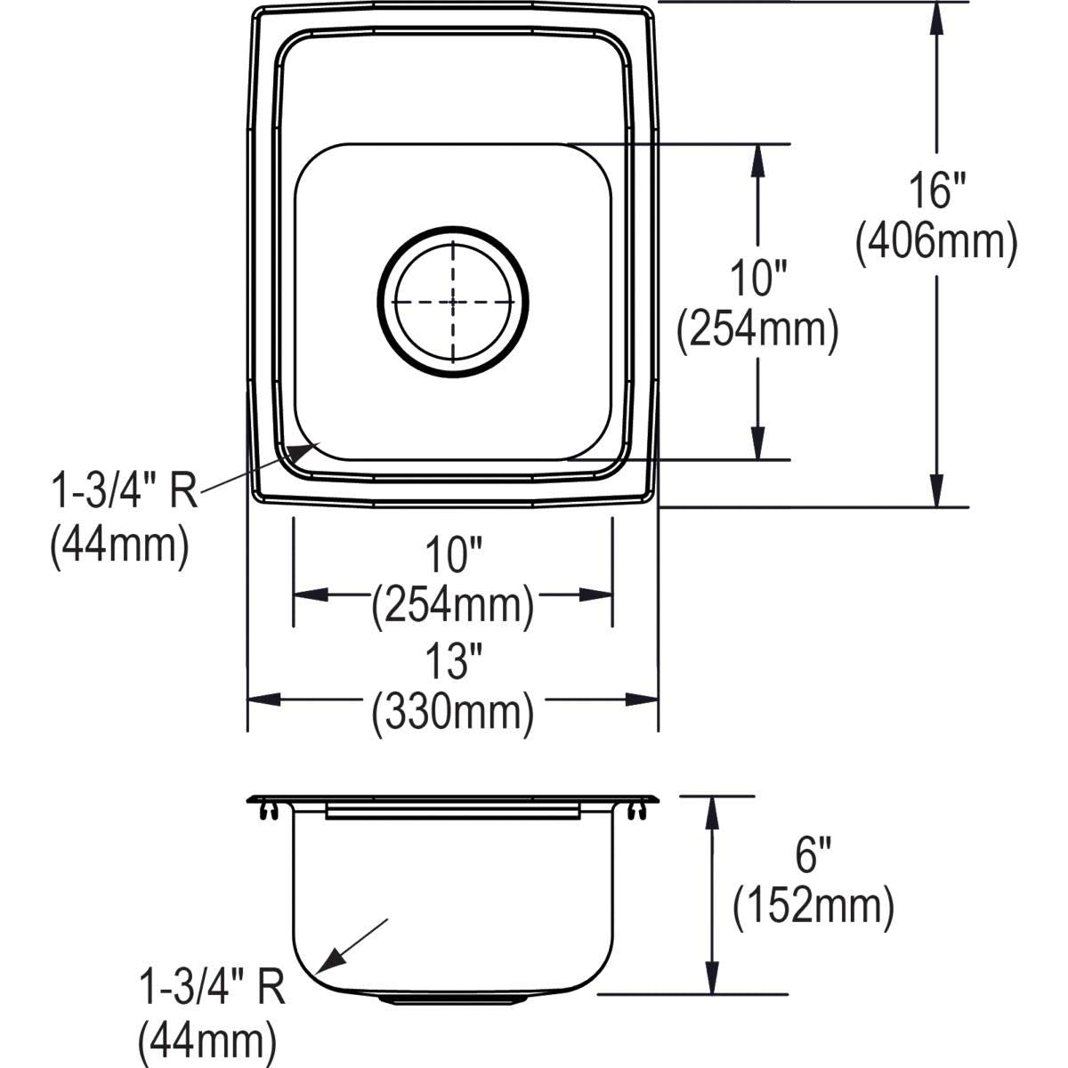 Elkay LRADQ1316603 Sink, Stainless Steel