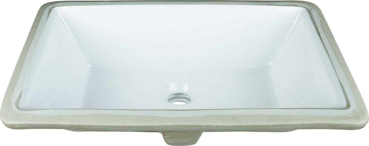 Hardware Resources H8910WH 18-1/2" L x 11-1/8" W White Rectangle Undermount Porcelain Bathroom Sink With Overflow