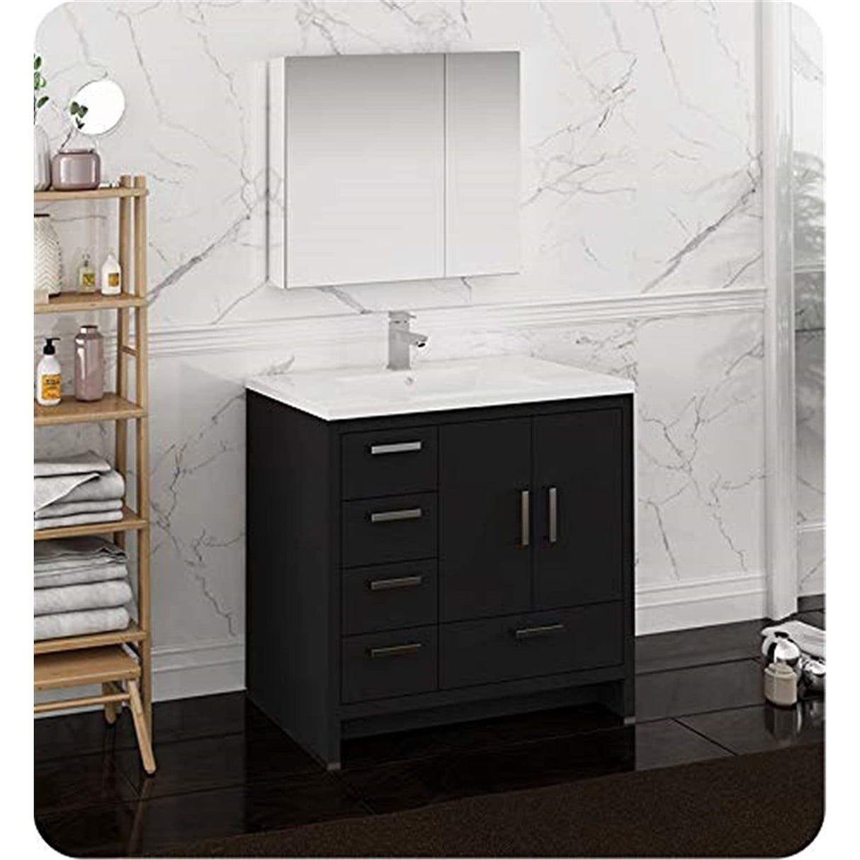 Fresca FVN9436DGO-L Fresca Imperia 36" Dark Gray Oak Free Standing Modern Bathroom Vanity w/ Medicine Cabinet- Left Version