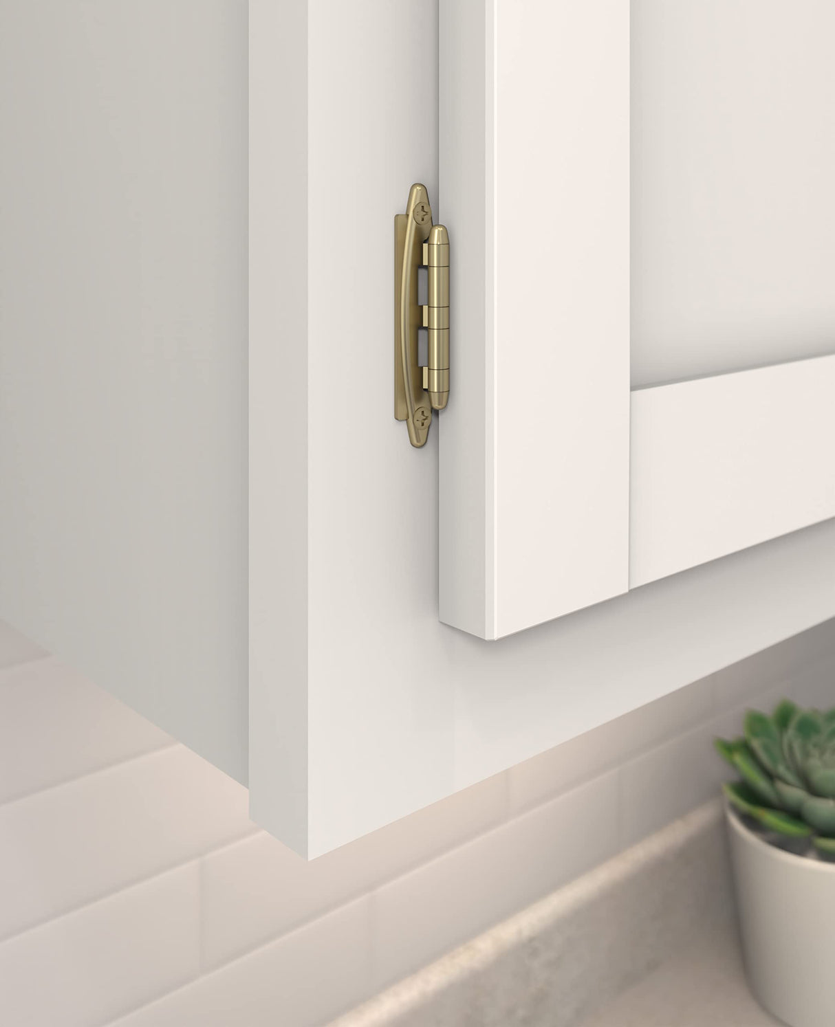 Amerock BPR3417BBZ Cabinet Hinge| 3/8 in (10 mm) Inset Non-Self Closing Face Mount Golden Champagne Kitchen Cabinet Door Hinge 1 Pair/2 Pack Functional Hardware