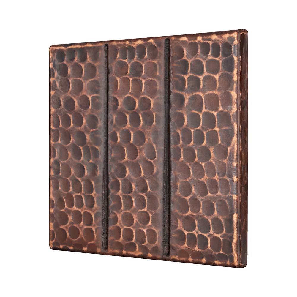Premier Copper Products T4DBL 4-Inch x 4-Inch Hammered Copper Tile with Linear Design