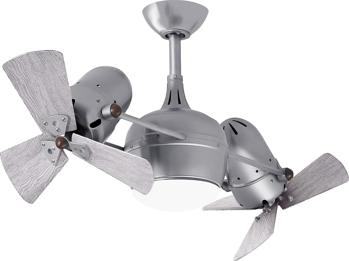 Matthews Fan DGLK-BN-WDBW Dagny 360° double-headed rotational ceiling fan with light kit in Brushed Nickel finish with solid barn wood blades.