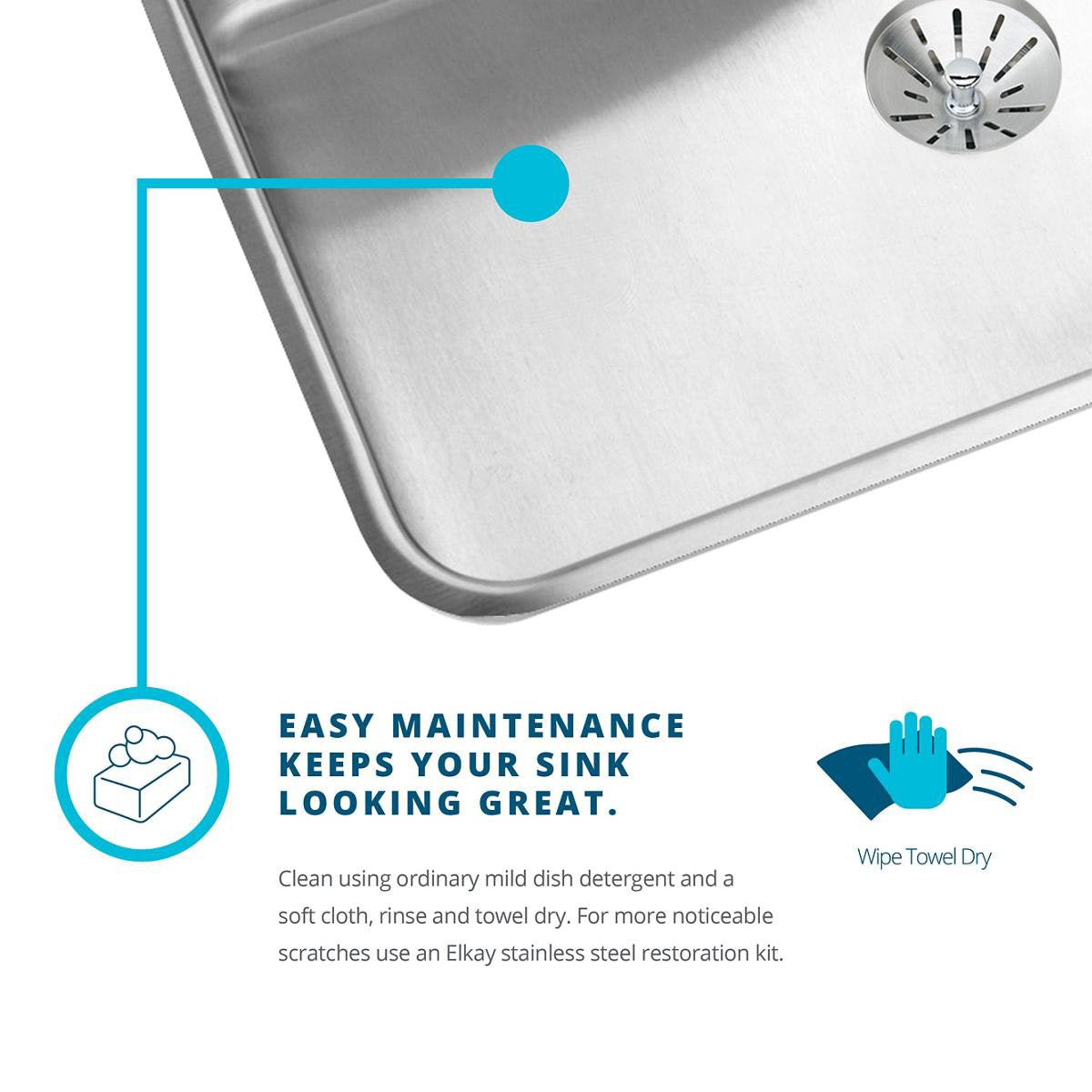 Elkay Lustertone LR15223 Single Bowl Top Mount Stainless Steel Sink