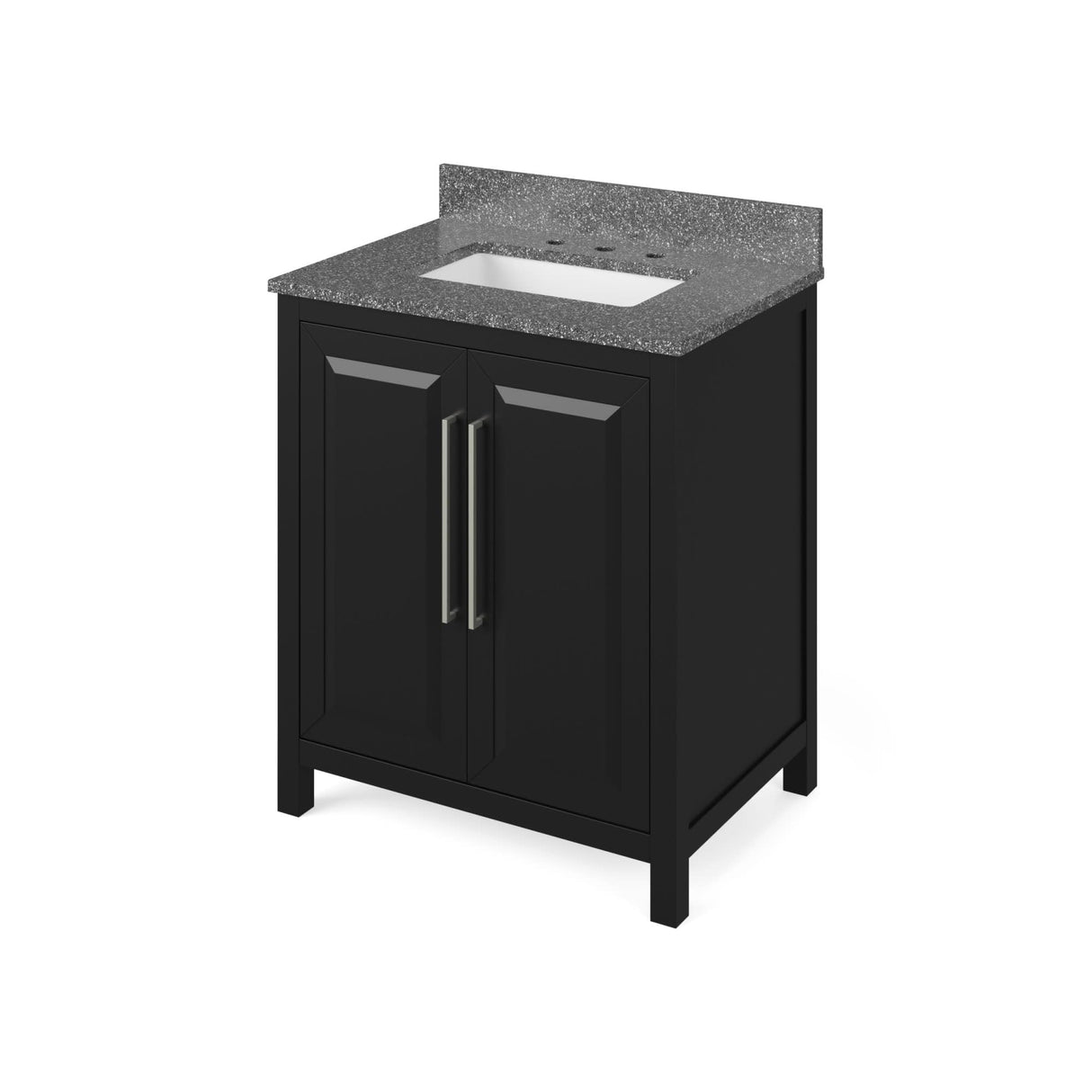 Jeffrey Alexander VKITCAD30BKBOR 30" Black Cade Vanity, Boulder Cultured Marble Vanity Top, undermount rectangle bowl
