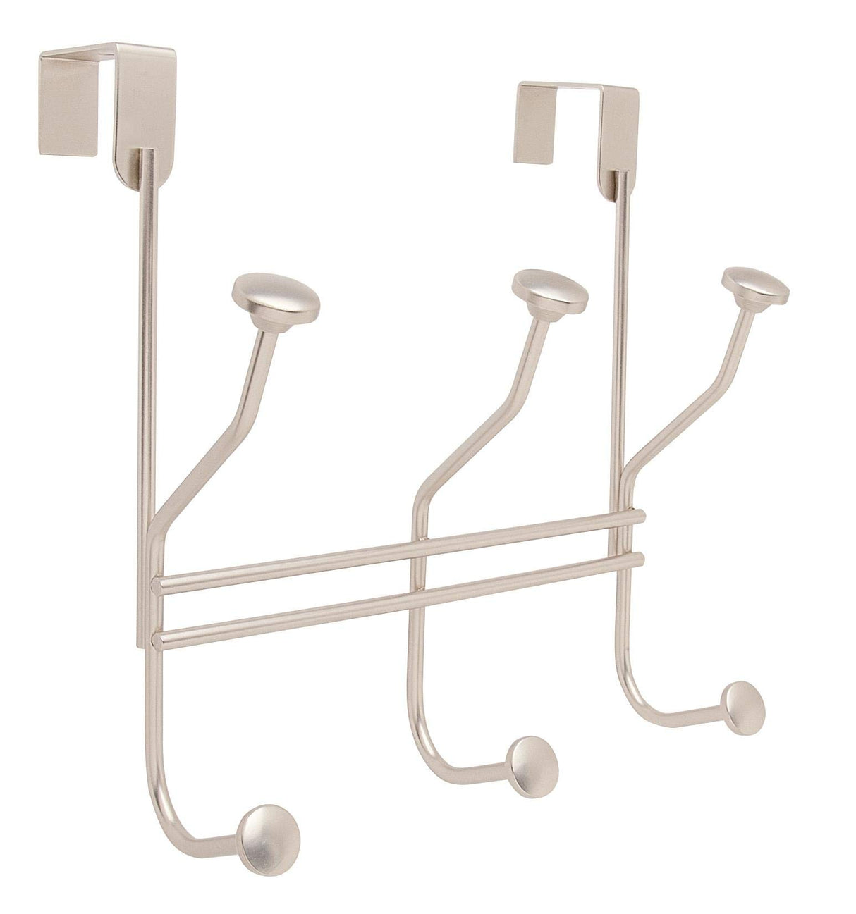 Amerock Over-The-Door Hook Rack 3 Double Prong Hooks Silver 9-3/4 inch (248 mm) Length