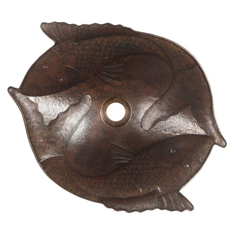 Premier Copper Products PV2FHDB 19-Inch Two Fish Vessel Hammered Copper Sink