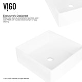 VIGO Dianthus 14.5 inch L x 14.5 inch W Over the Counter Freestanding Matte Stone Square Vessel Bathroom Sink in Matte White - Sink for Bathroom VG04001