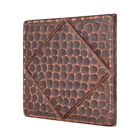 Premier Copper Products T4DBD 4-Inch x 4-Inch Hammered Copper Tile with Diamond Design