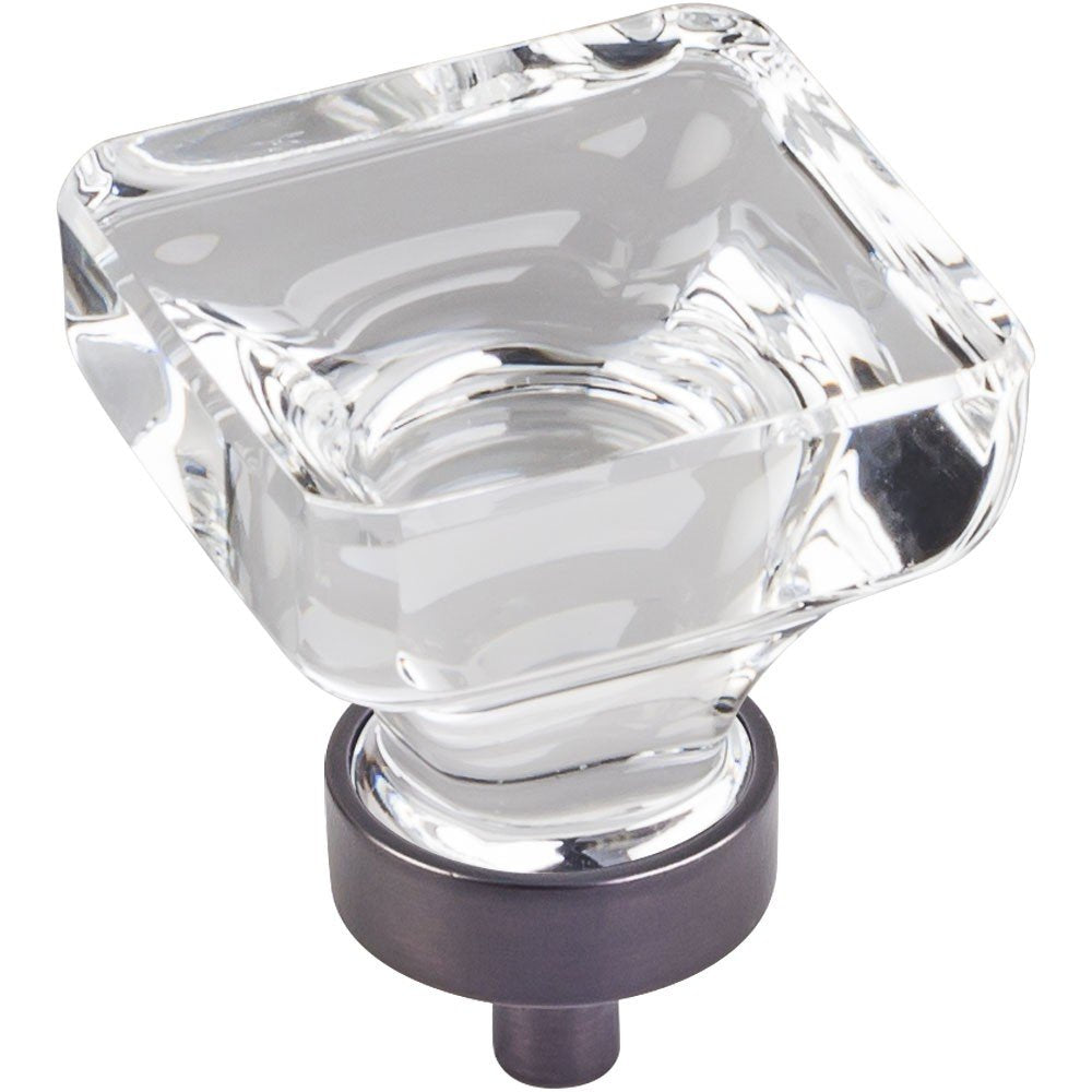 Jeffrey Alexander G140L-DBAC 1-3/8" Overall Length Brushed Oil Rubbed Bronze Square Glass Harlow Cabinet Knob