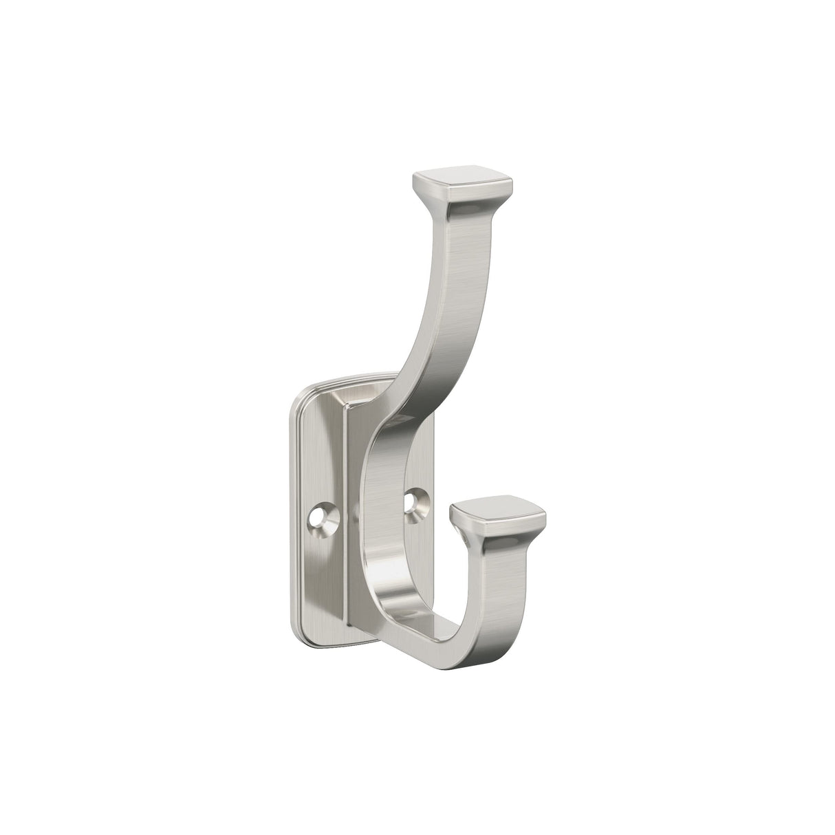 Amerock H37007G10 Alder Double Prong Decorative Wall Hook Satin Nickel Hook for Coats, Hats, Backpacks, Bags Hooks for Bathroom, Bedroom, Closet, Entryway, Laundry Room, Office
