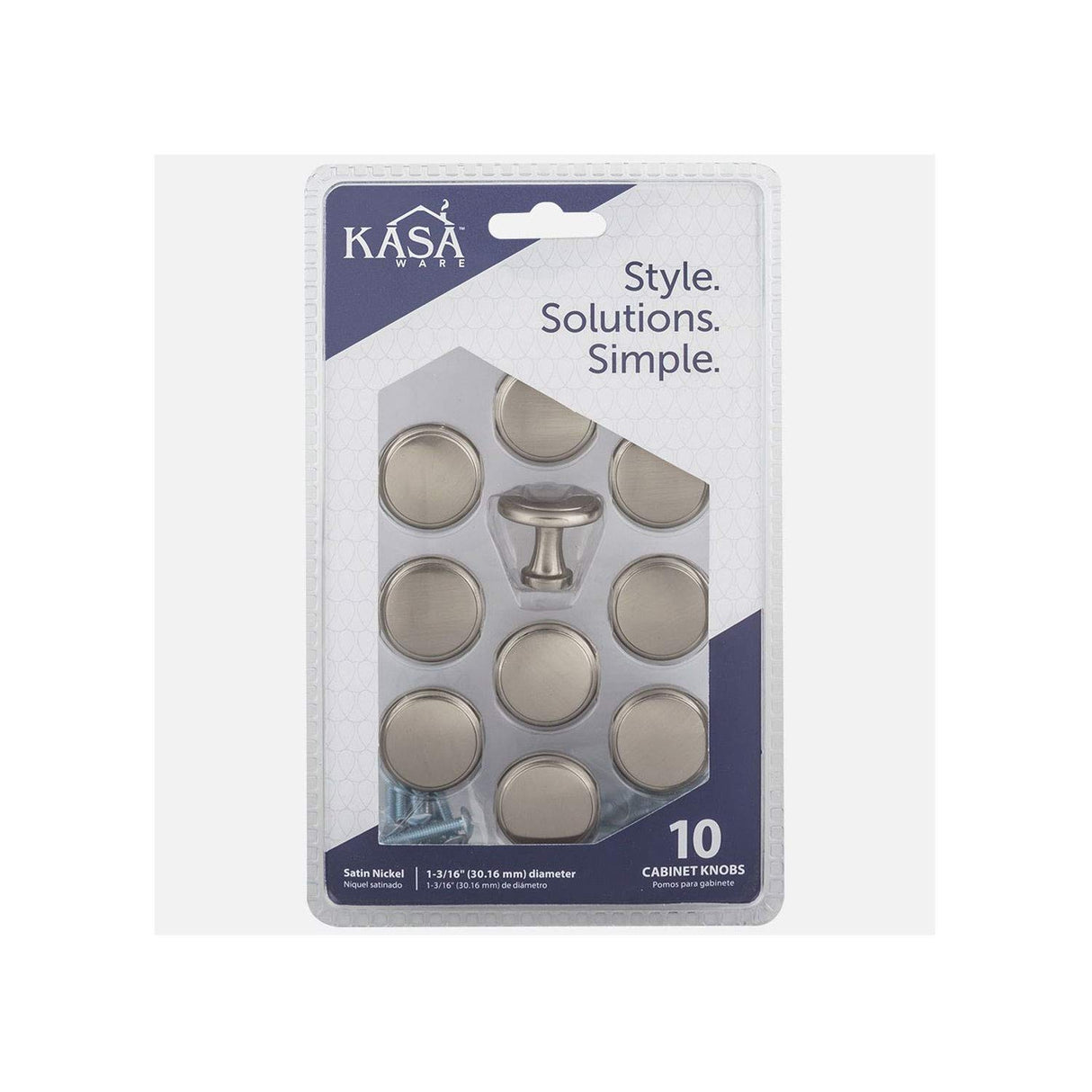 KasaWare K997SN-10 1-3/16" Diameter Flat Round Knob with Step, 10-pack