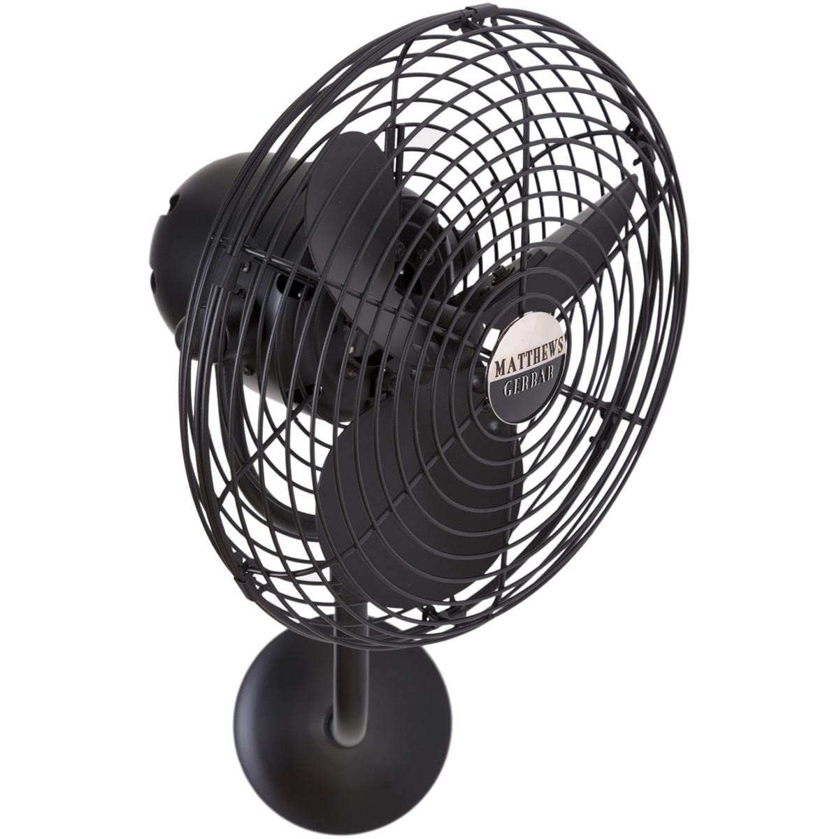 Matthews Fan MP-BK-MTL Michelle Parede vintage style wall fan in matte black finish.