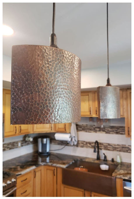 Premier Copper Products Hand Hammered Copper 8" Oval Cylinder Pendant Light