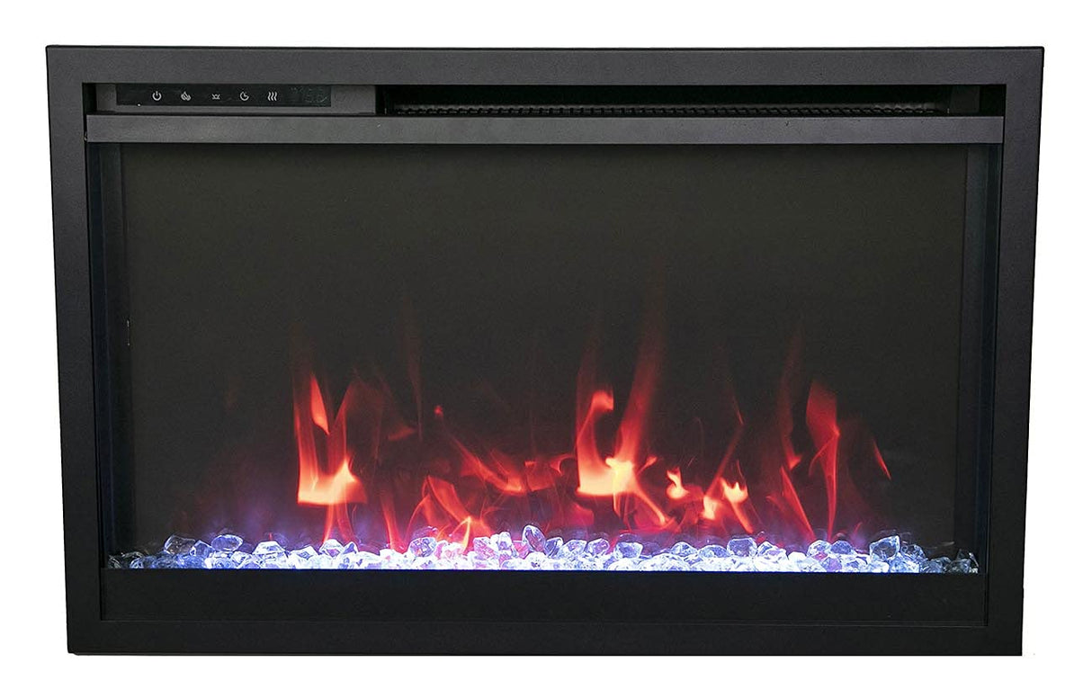 Amantii TRD-33-XS Traditional Xtraslim Smart Electric 33" WiFi Enabled Fireplace, Featuring a Multi Function Remote Control, Multi Flame Speeds and Clear Glass Media