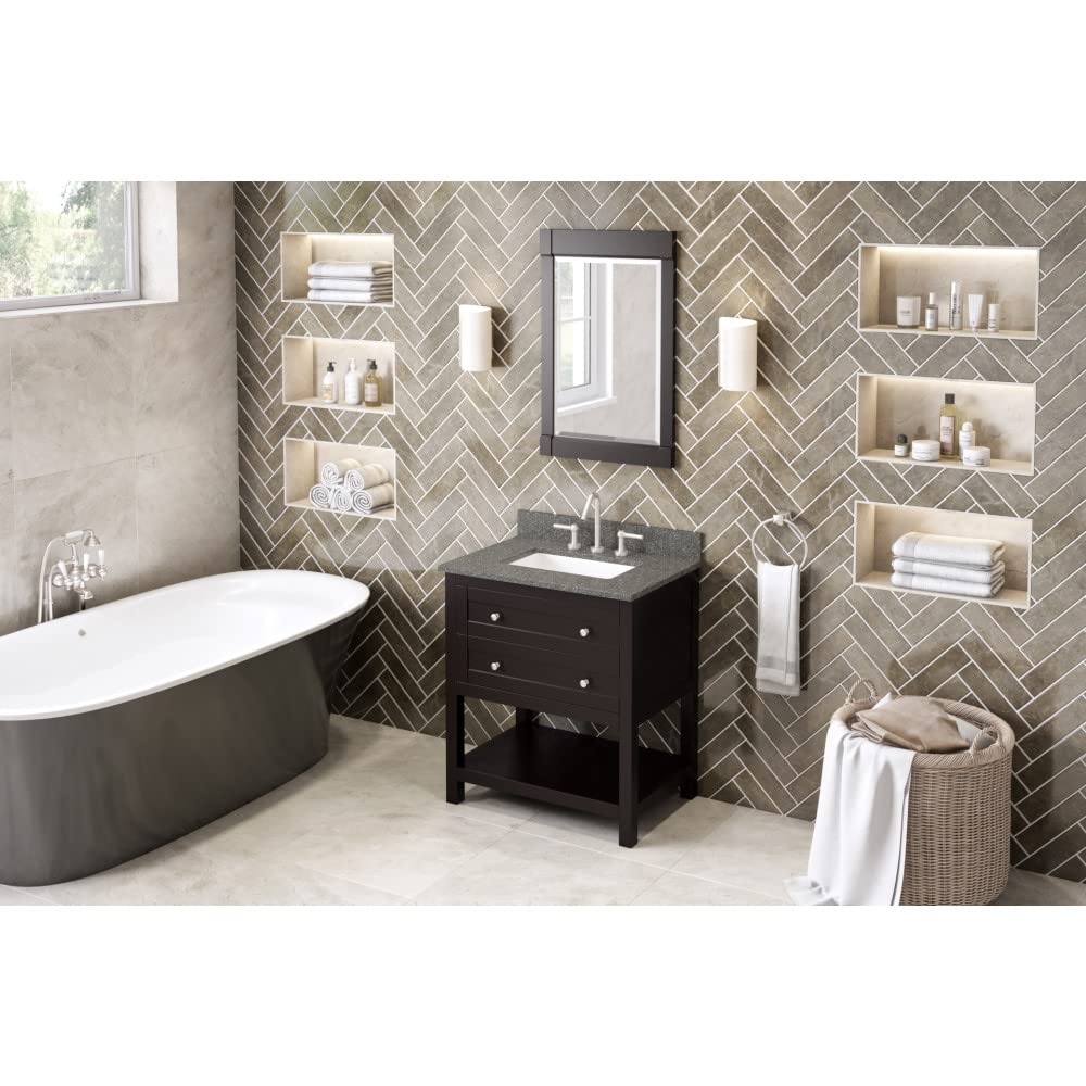 Jeffrey Alexander VKITAST30ESBOR 30" Espresso Astoria Vanity, Boulder Cultured Marble Vanity Top, undermount rectangle bowl