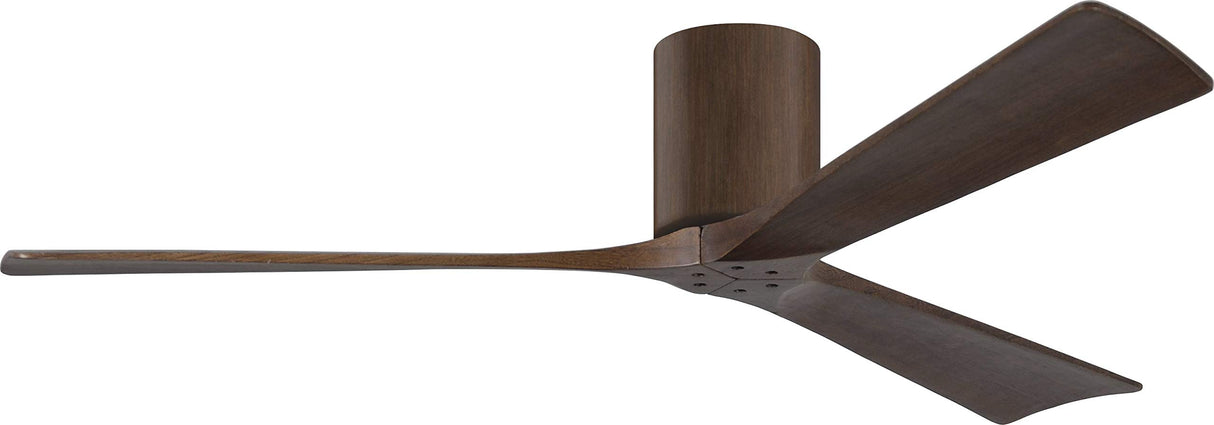 Matthews Fan IR3H-WN-WA-60 Irene-3H three-blade flush mount paddle fan in Walnut finish with 60” solid walnut tone blades.