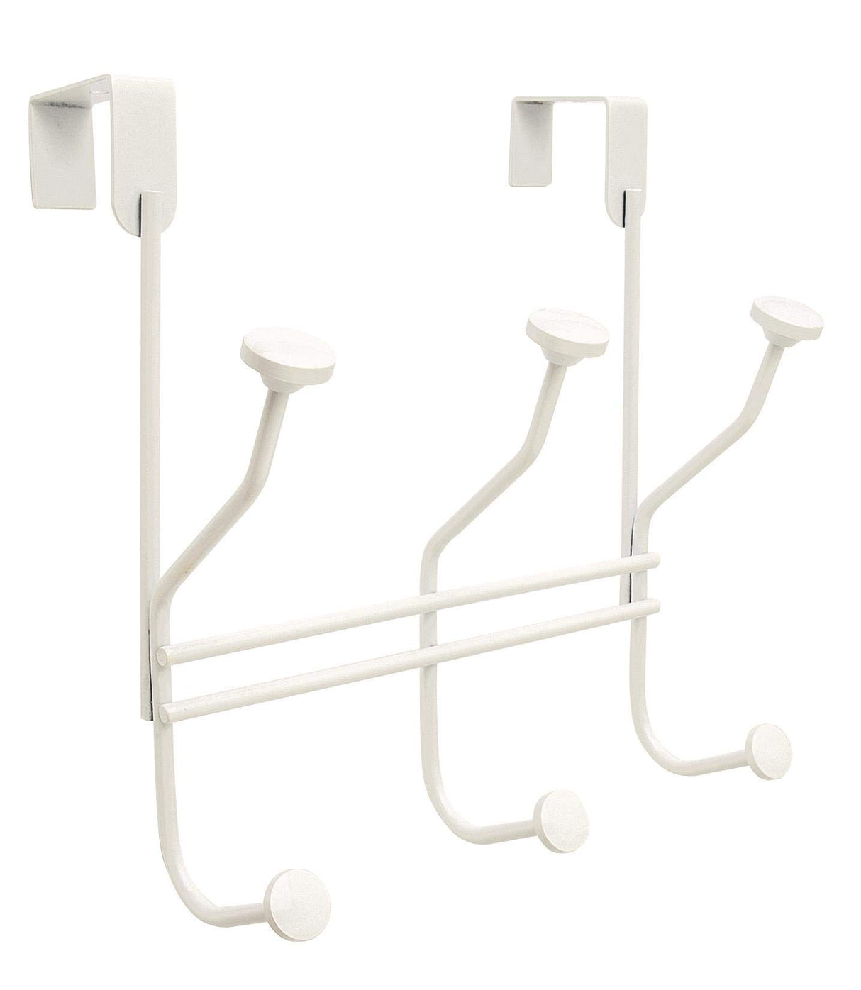 Amerock Over-The-Door Hook Rack 3 Double Prong Hooks White 9-3/4 inch (248 mm) Length