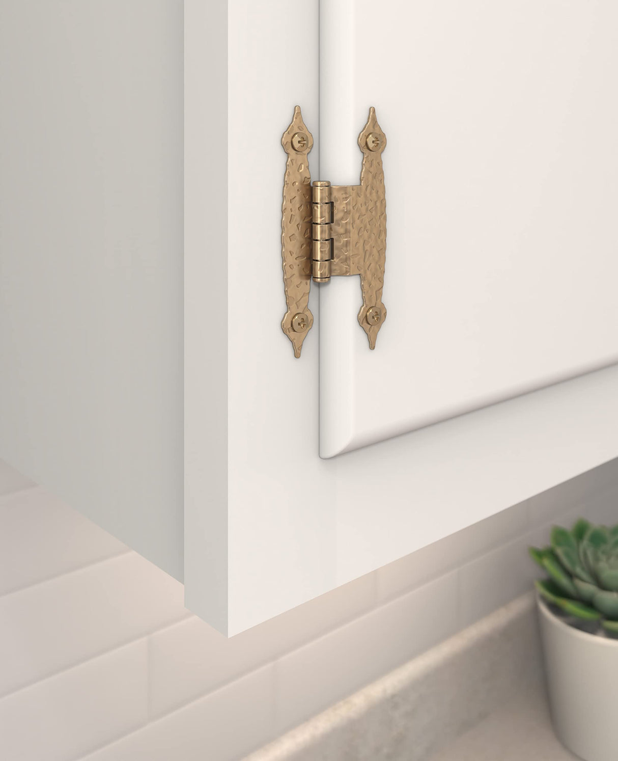 Amerock BPR3406CZ Cabinet Hinge 3/8 in (10 mm) Offset Non-Self Closing Face Mount Champagne Bronze Kitchen Cabinet Door Hinge 1 Pair/2 Pack Functional Hardware