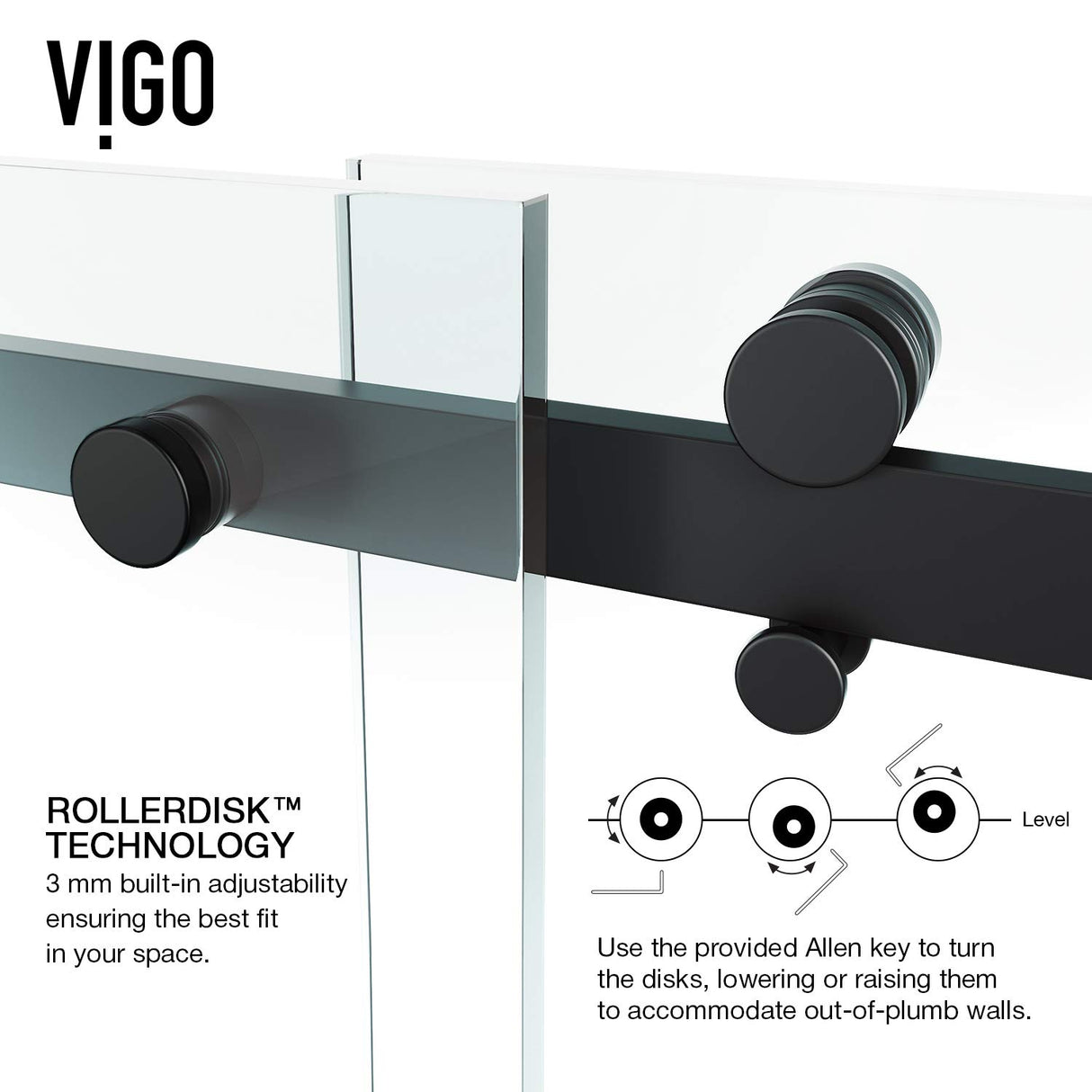 VIGO Adjustable 56-60" W x 58" H Luca Frameless Sliding Rectangle Tub Door with Clear Tempered Glass, Reversible Door Handle and Stainless Steel Hardware in Matte Black-VG6043MBCL6058