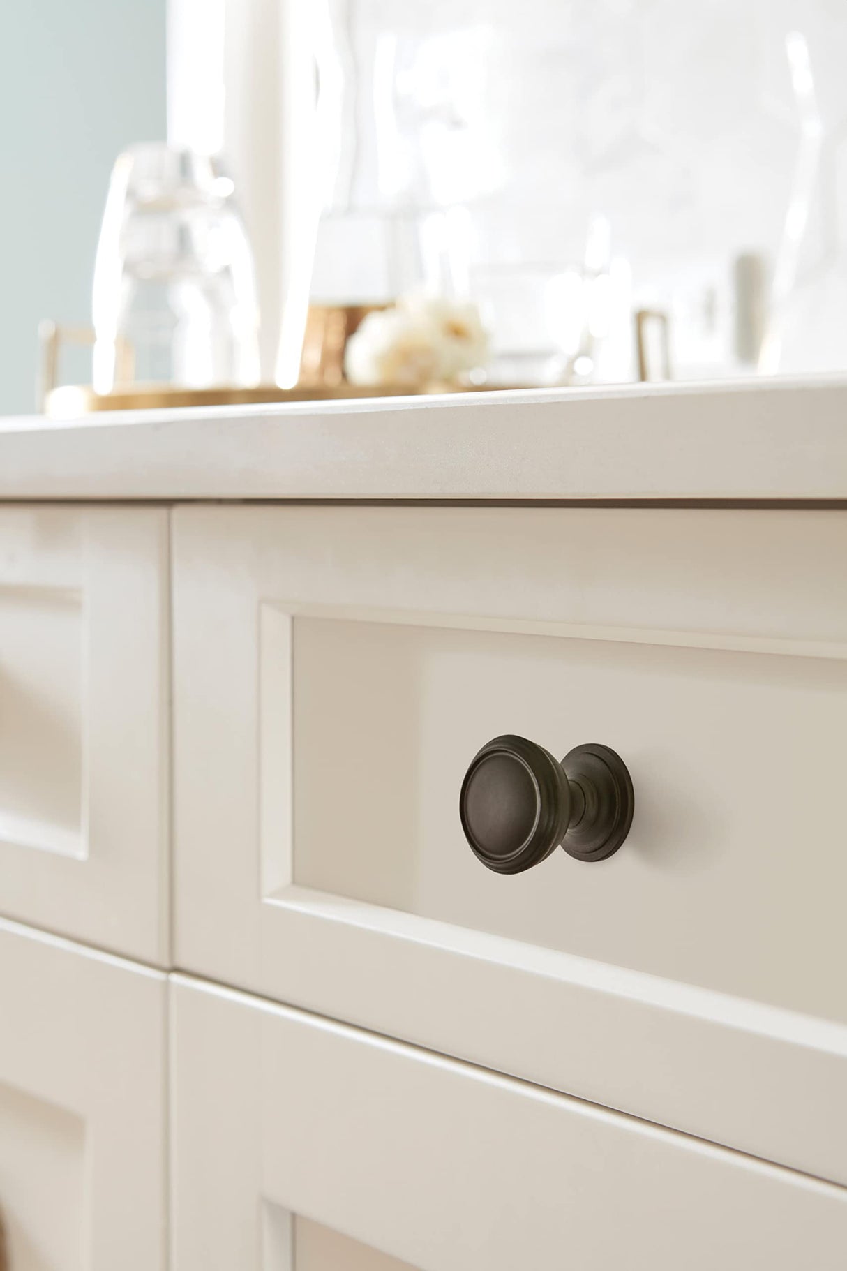 Amerock Cabinet Knob Black Bronze 1-1/4 inch (32 mm) Diameter Revitalize 1 Pack Drawer Knob Cabinet Hardware