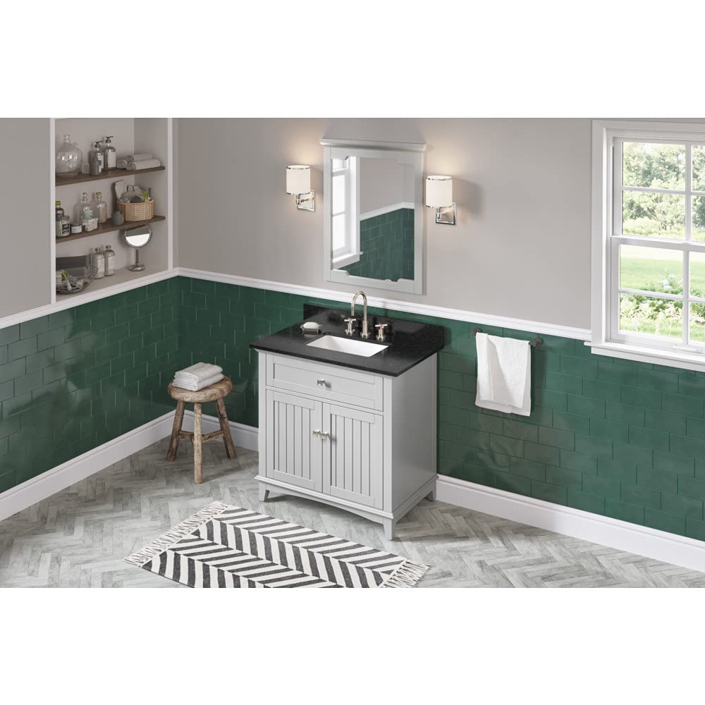 Jeffrey Alexander VKITSAV36GRBGR 36" Grey Savino Vanity, Black Granite Vanity Top, undermount rectangle bowl
