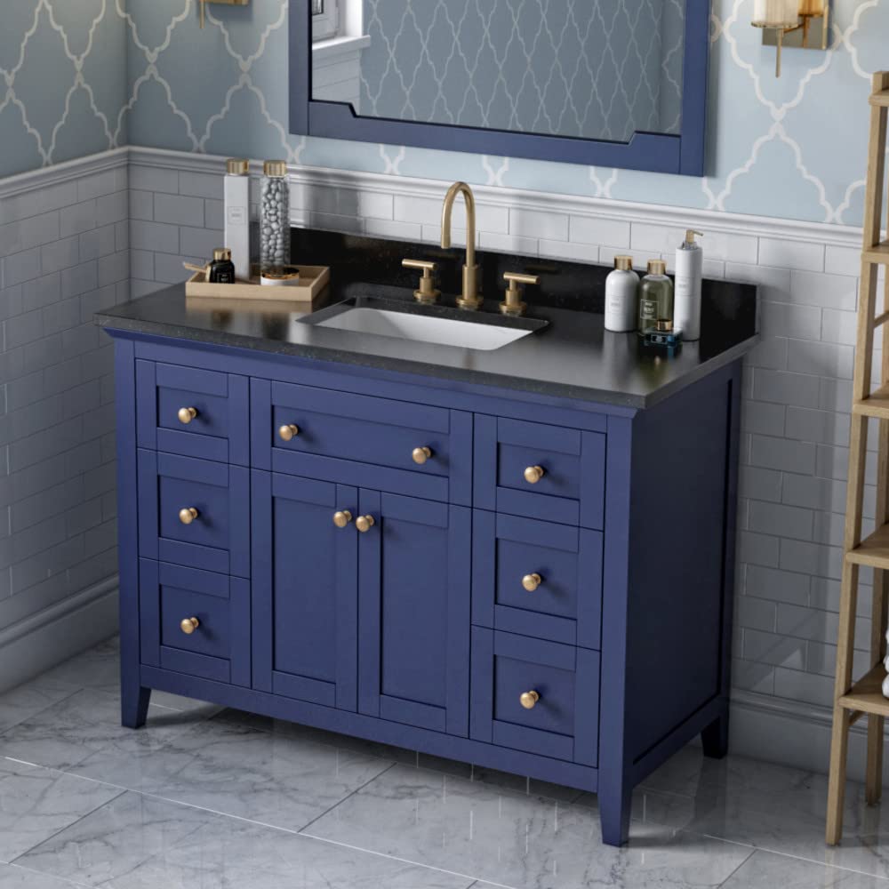 Jeffrey Alexander VKITCHA48BLBGR 48" Hale Blue Chatham Vanity, Black Granite Vanity Top, undermount rectangle bowl