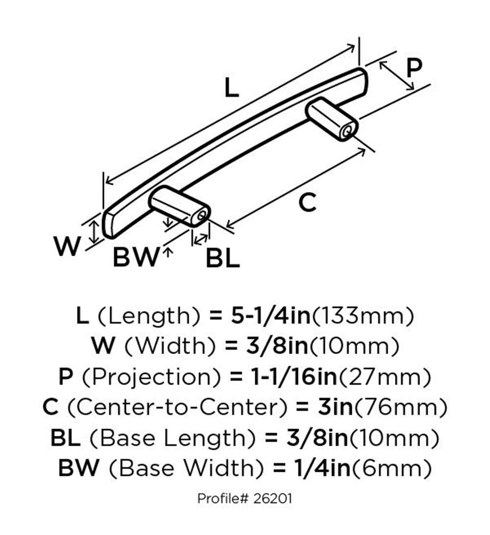 Amerock Cabinet Pull Satin Nickel 3 inch (76 mm) Center to Center Cyprus 1 Pack Drawer Pull Drawer Handle Cabinet Hardware