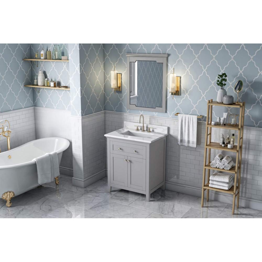 Jeffrey Alexander VKITCHA30GRCQR 30" Grey Chatham Vanity, Calacatta Vienna Quartz Vanity Top, undermount rectangle bowl