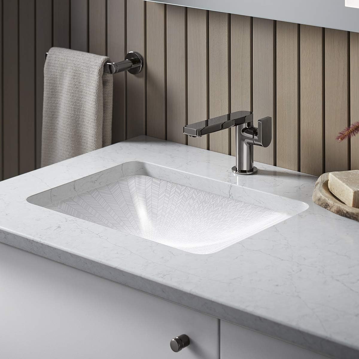 Kohler 29471-HD1-0 Sartorial™ Herringbone Caxton Rectangle Undermount bathroom sink