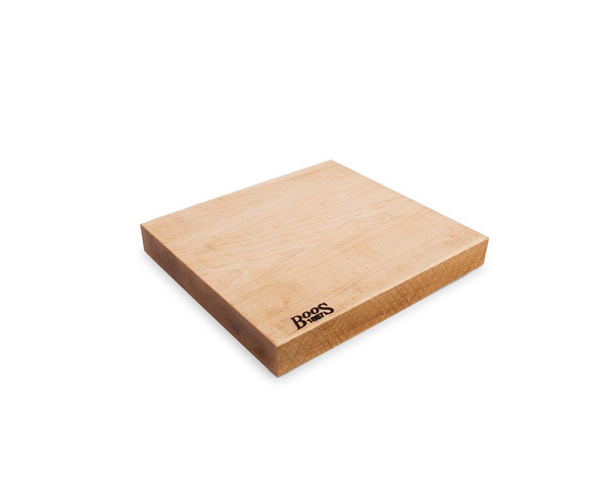 John Boos MPL-RST1312175 Maple 13x12x1-3/4" crafted of a single piece natural wood with rustic edge design, reversible 13X12X1.75 MPL-FACE GR-RUSTIC EDGE-