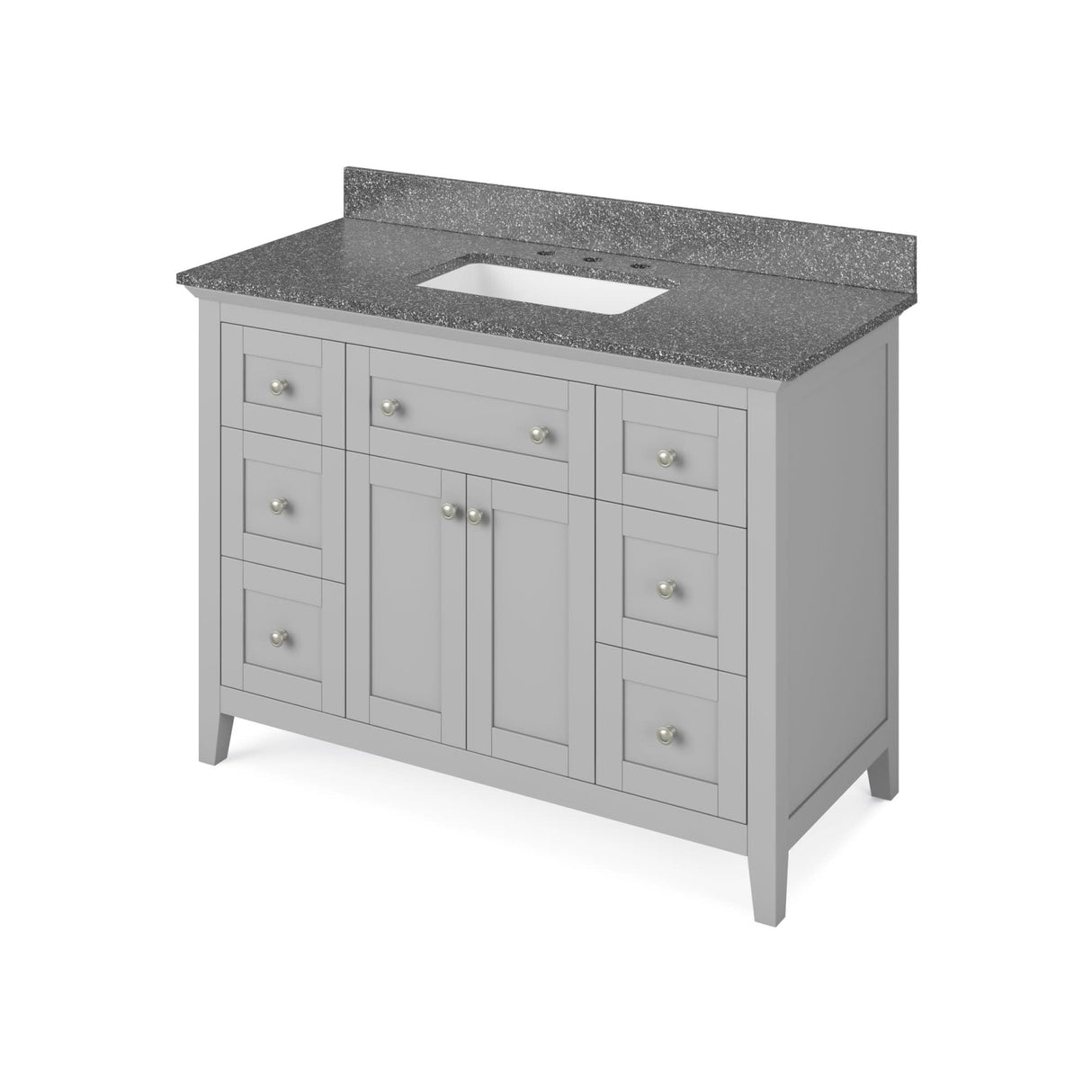 Jeffrey Alexander VKITCHA48GRBOR 48" Grey Chatham Vanity, Boulder Cultured Marble Vanity Top, undermount rectangle bowl