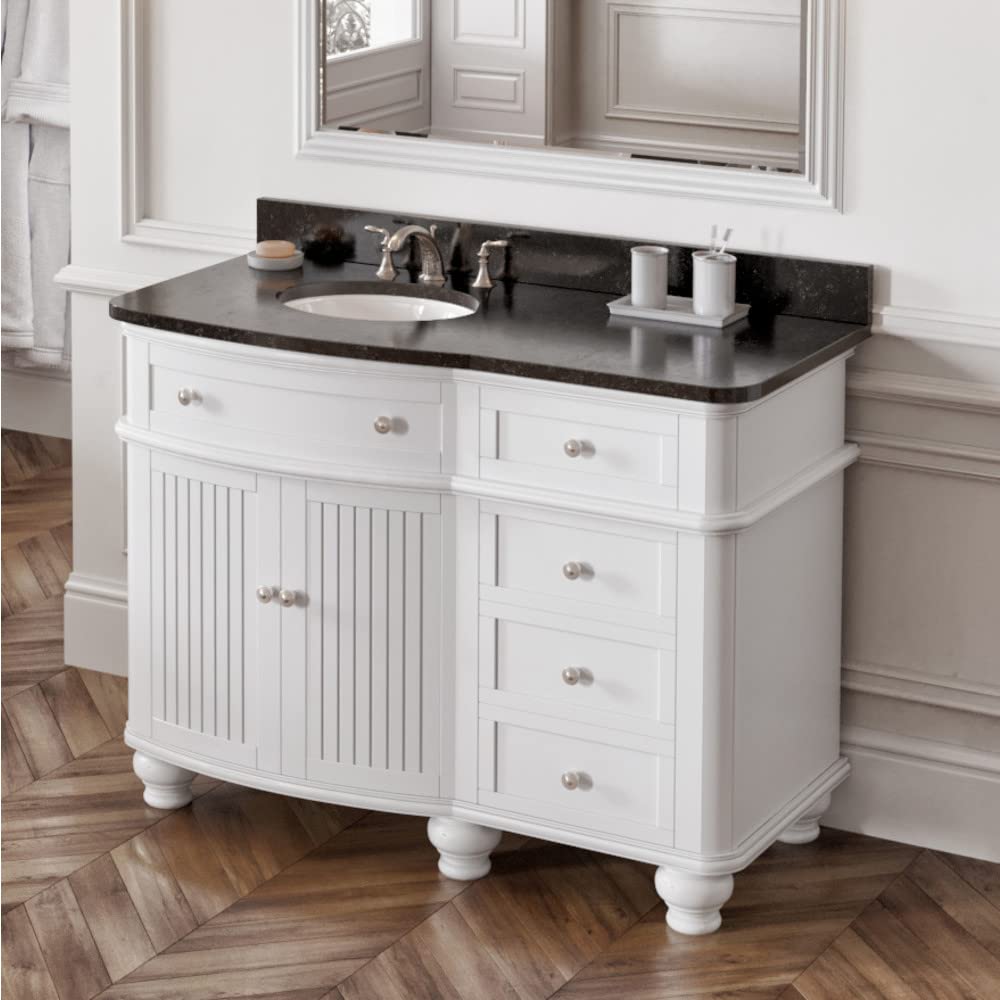 Jeffrey Alexander VKITCOM48WHBGO 48" White Compton Vanity, Compton-only Black Granite Vanity Top, undermount oval bowl