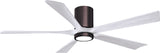 Matthews Fan IR5HLK-BB-MWH-60 IR5HLK five-blade flush mount paddle fan in Brushed Bronze finish with 60” solid matte white wood blades and integrated LED light kit.