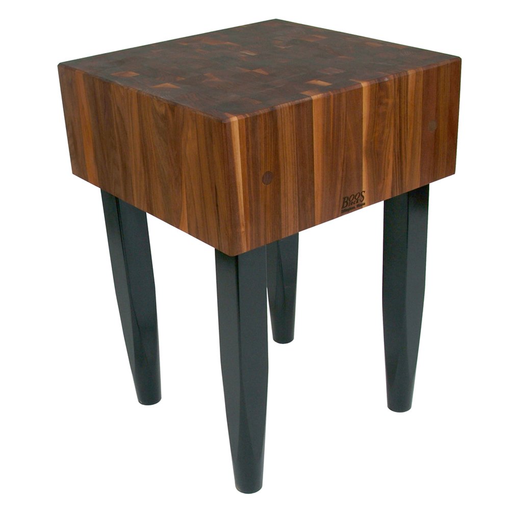 John Boos WAL-PCA1 Solid Walnut Block with Painted Legs, 18 W x D 10 H (34 Overall) WAL PCA BLOC 18X18X10CRM BLACK LEGS