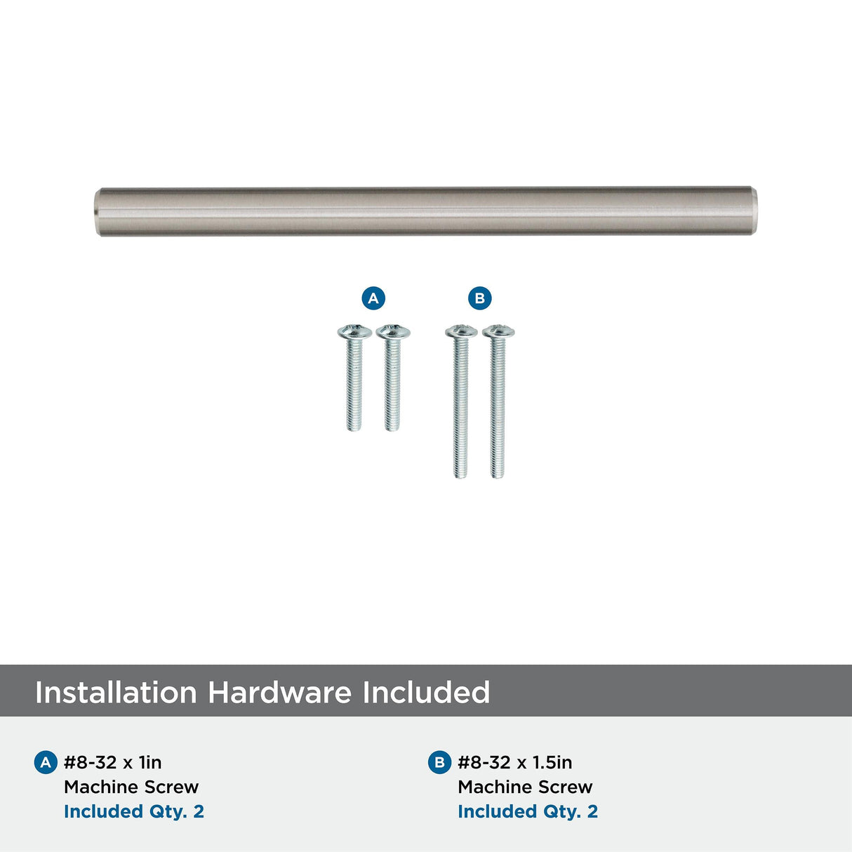 Amerock Cabinet Pull Sterling Nickel 3-3/4 inch (96 mm) Center to Center Bar Pulls 1 Pack Drawer Pull Drawer Handle Cabinet Hardware