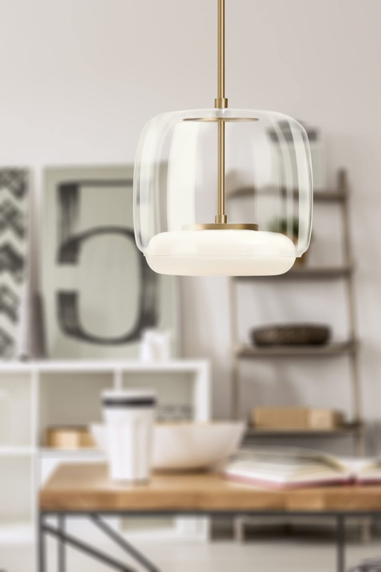 Kuzco PD70610-SM/BN ENKEL 10" PD Smoked/Brushed Nickel 120V TRIAC/ELV LED 3000K 90CRI 29W