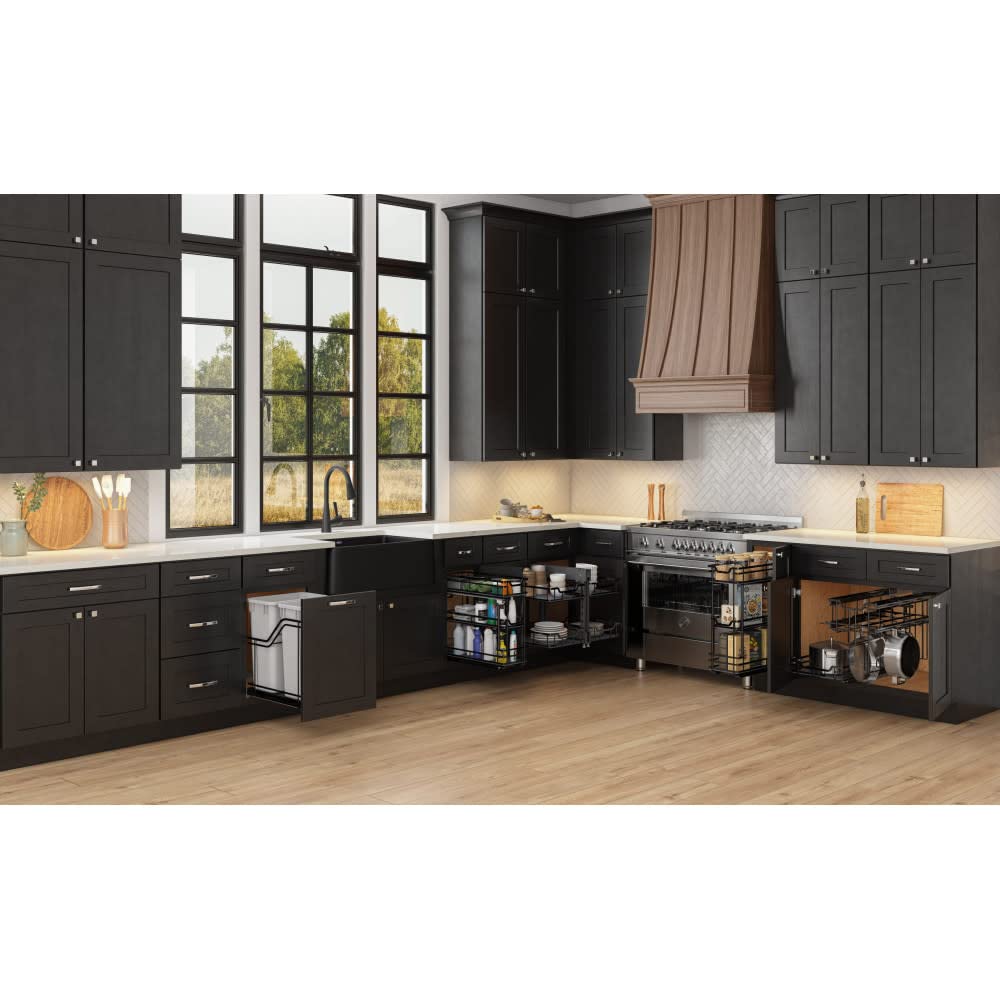 Hardware Resources SWS-DBPO8BN 8" Black Nickel STORAGE WITH STYLE® Metal "No Wiggle" Under Drawer Base Pullout, Preassembled with Soft-close Slides