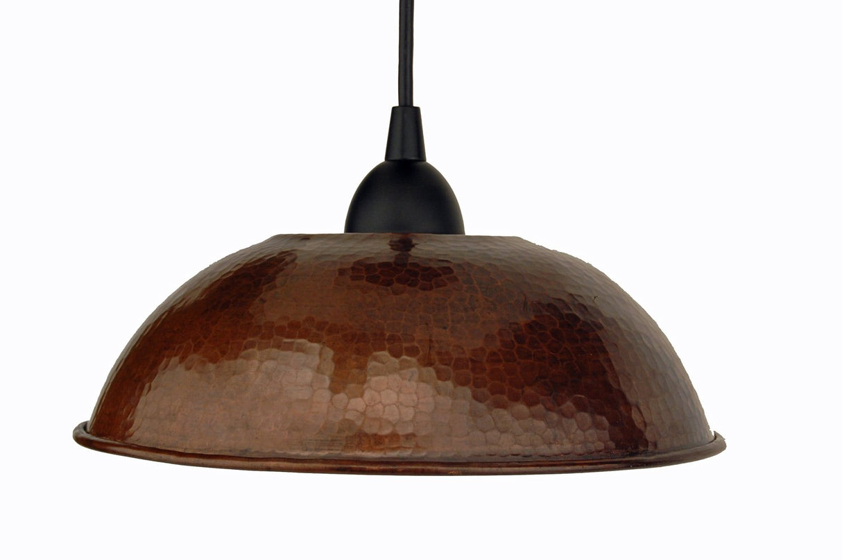 Premier Copper Products L100DB 10-1/2-Inch Hand Hammered Copper Dome Pendant Light, Oil Rubbed Bronze