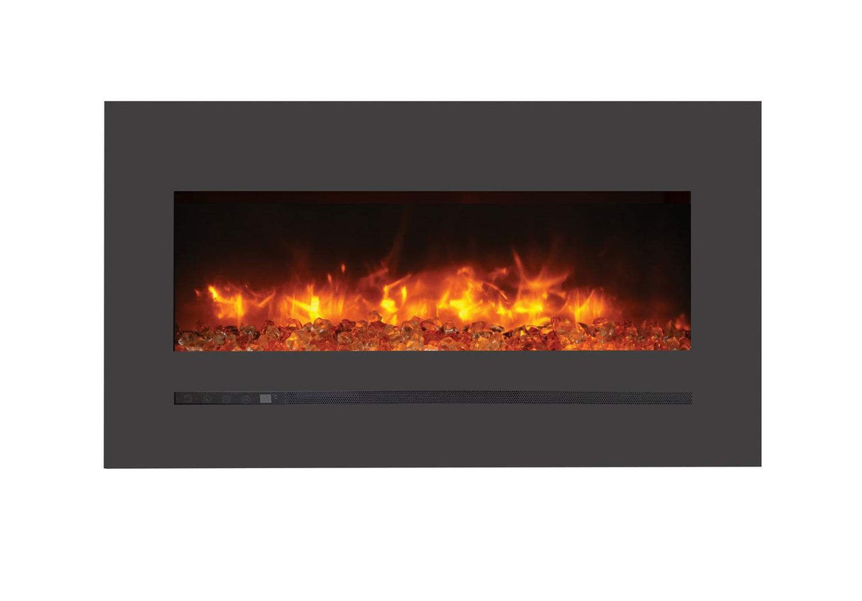 Amantii WM-FML-34-4023-STL Wall Mount / Flush Mount - 34" Electric Fireplace with a Steel Surround and Glass Media