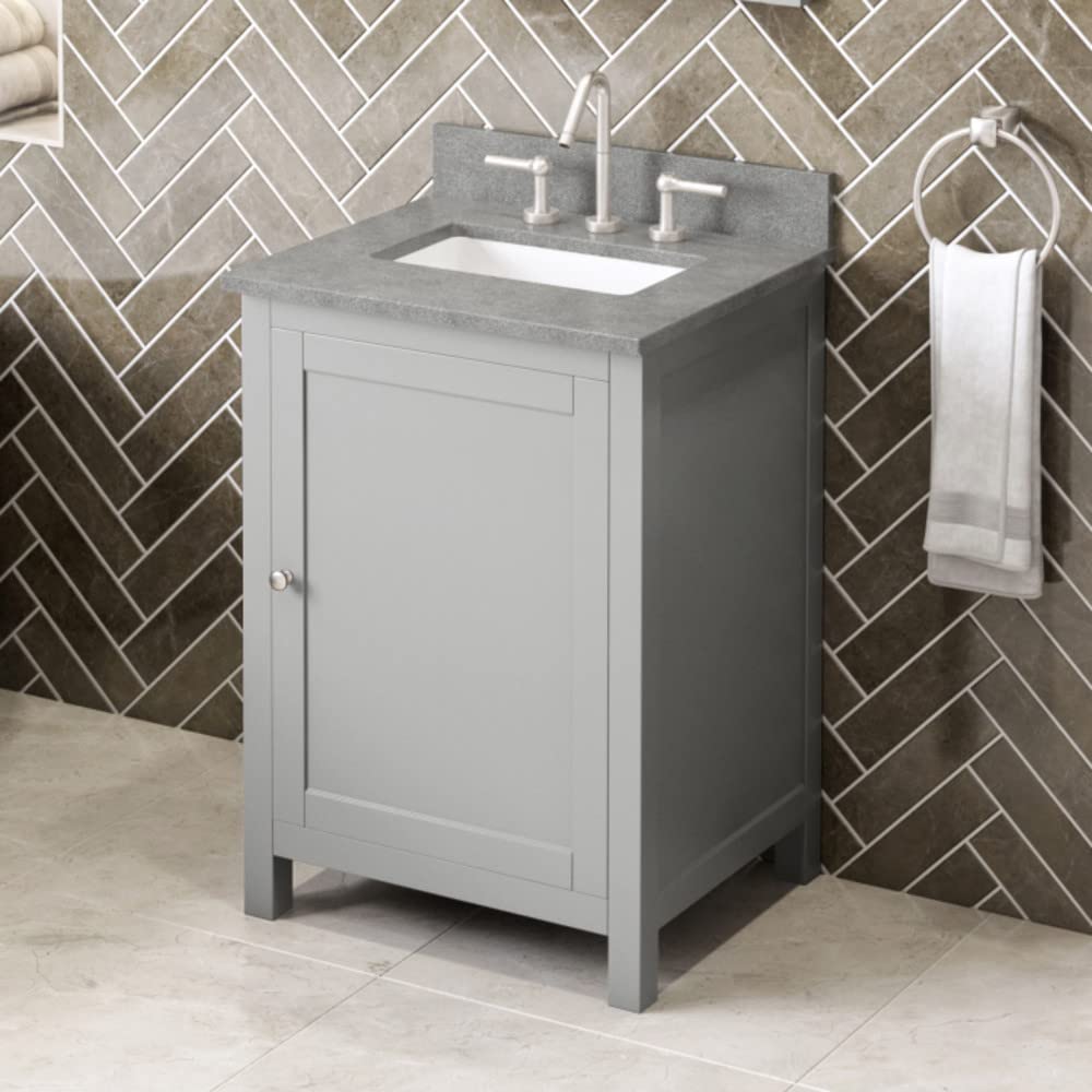 Jeffrey Alexander VKITAST24GRSGR 24" Grey Astoria Vanity, Steel Grey Cultured Marble Vanity Top, undermount rectangle bowl