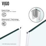 VIGO VG6062CHCL38W 38.13" -38.13" W -78.75" H Frameless Hinged Neo-angle Shower Enclosure with Clear 0.38" Tempered Glass and Stainless Steel Hardware in Chrome Finish with Reversible Handle and Base