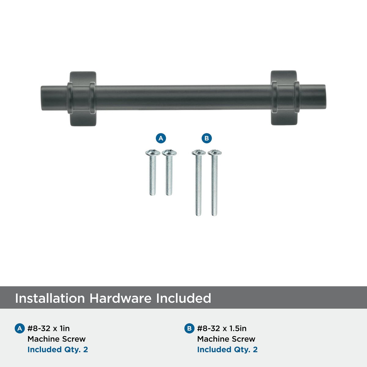 Amerock Cabinet Pull Matte Black 3-3/4 inch (96 mm) Center to Center Davenport 1 Pack Drawer Pull Drawer Handle Cabinet Hardware